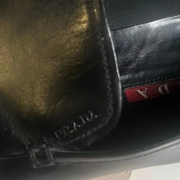 Prada Black Leather Slip On Loafers Driving Shoes Mens Size 8 US Made In Italy - Picture 12 of 15